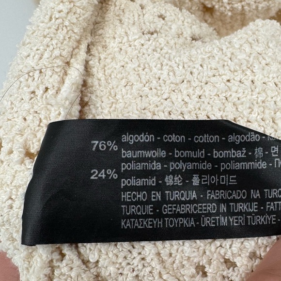 ZARA Crochet Cardigan Patch Pocket Tassel Lagenlook Sweater Size Large - Picture 12 of 14